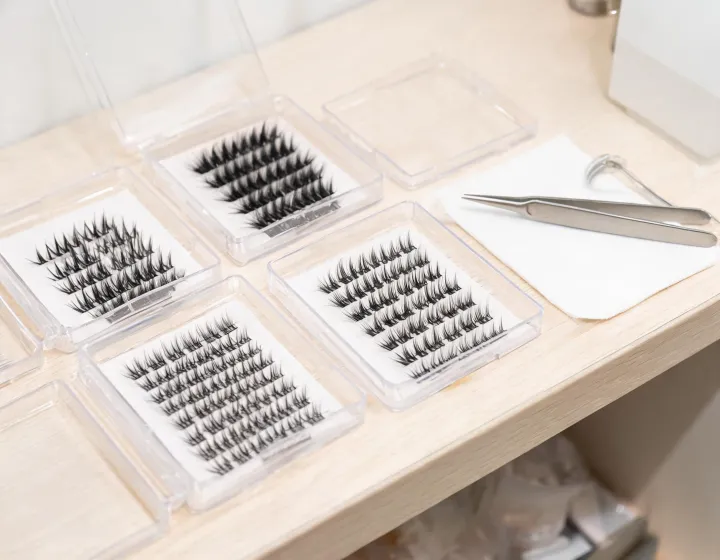 3d mink lashes on a cosmetics bench, illustration only