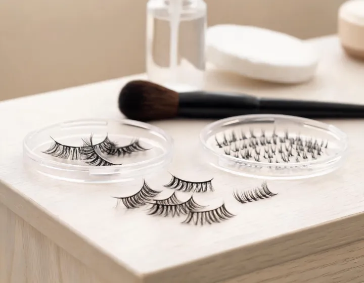 mink lashes on a cosmetics bench, illustration only